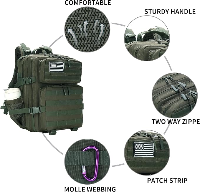 Lovelinks21 25L Military Tactical Backpack Small Assault Pack Molle Daypack - Image 4