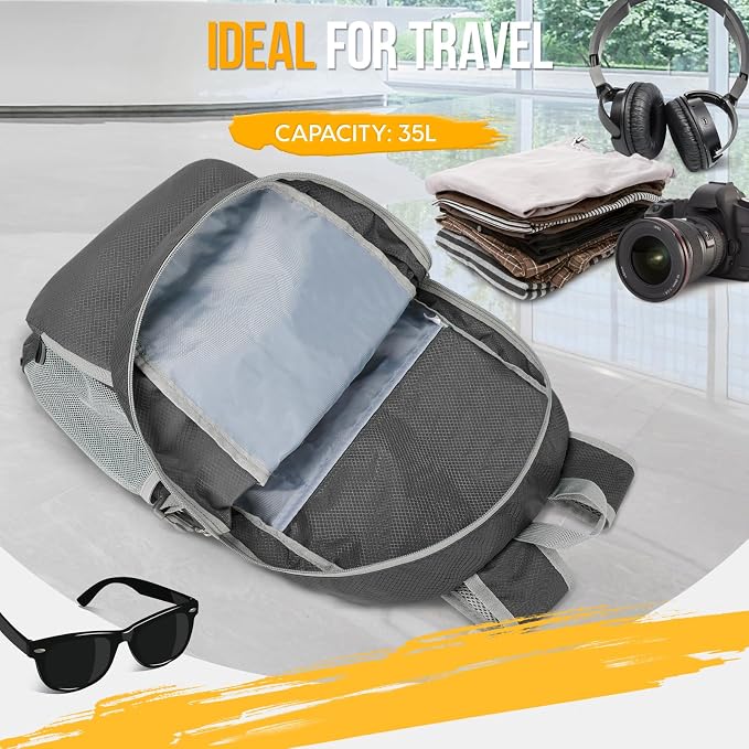 ZOMAKE Lightweight Packable Backpack 35L, Light Foldable Backpacks Water - Image 3