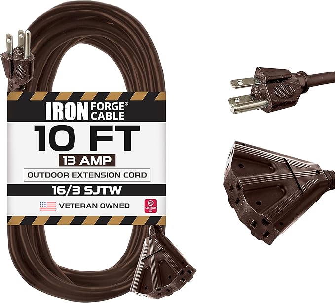 Iron Forge Cable 10ft Brown Outdoor Extension Cord by IronForgeCable
