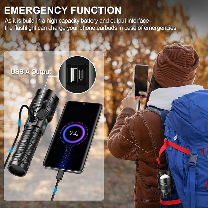 Rechargeable Flashlights 100000 High Lumens, Long Range 5000ft, Super Bright - Image 7