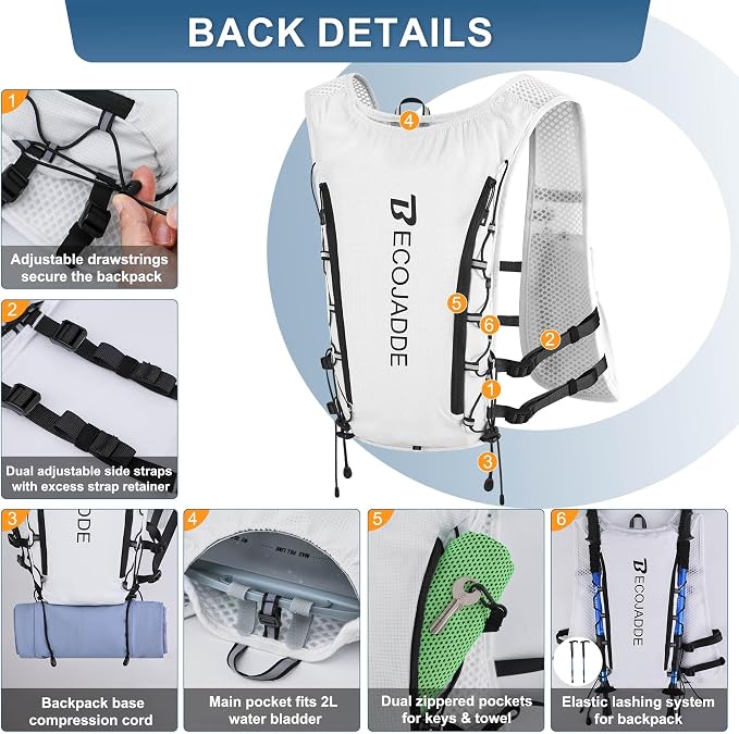 BECOJADDE Running Vest Hydration Backpack - Image 3