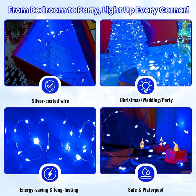 ZSJWL 30 Pack Blue Fairy Lights Battery Operated, 7FT 20LED Mini Starry Light - Image 4