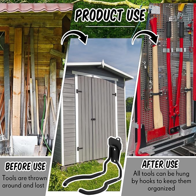 MorningRo 2 Pack Shed Accessories Multi Purpose Shed Hooks Metal Power Tool - Image 6