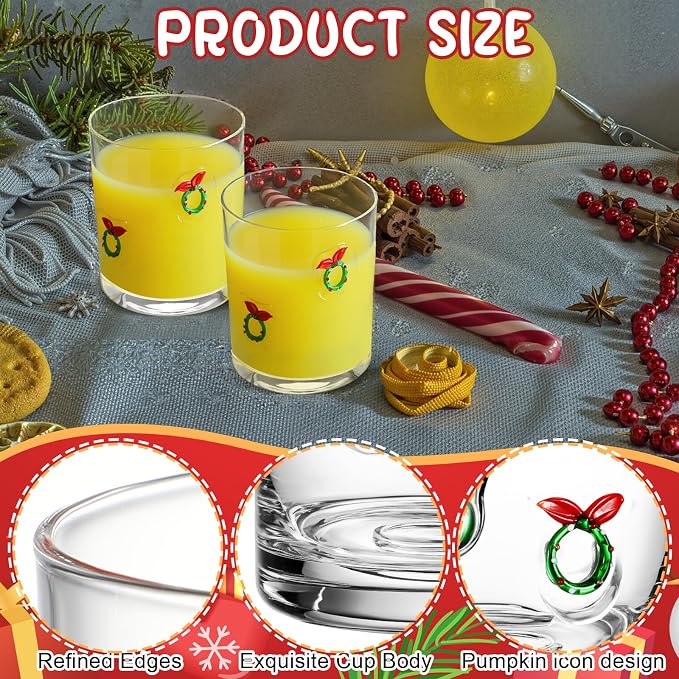 Skylety 2 Pcs Christmas Icon Juice Glasses Xmas Drinking Cups Old Fashioned - Image 3