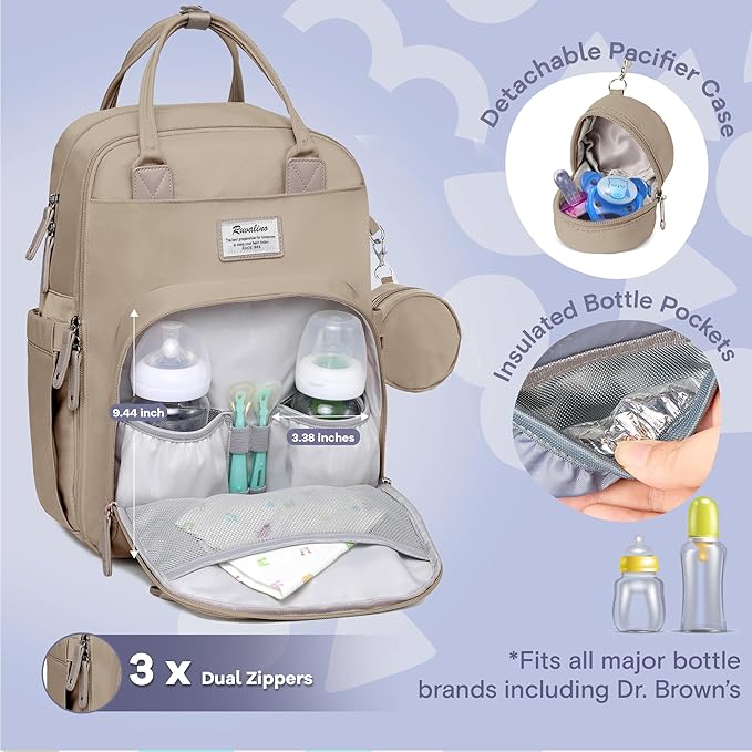 RUVALINO Diaper Bag Backpack-Multifunction Baby Travel Bag - Image 2
