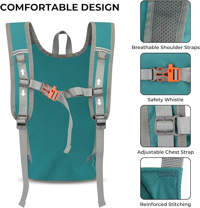 13L Small Hiking Backpack for Women Men, Lightweight Foldable Day pack - Image 6