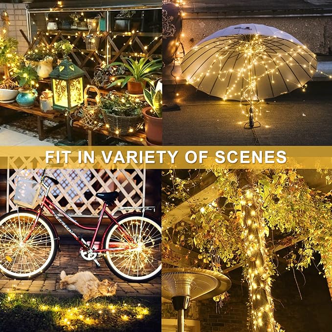 JMEXSUSS 2 Pack Solar String Lights Outdoor Waterproof, Each 33FT 100 LED Warm - Image 5