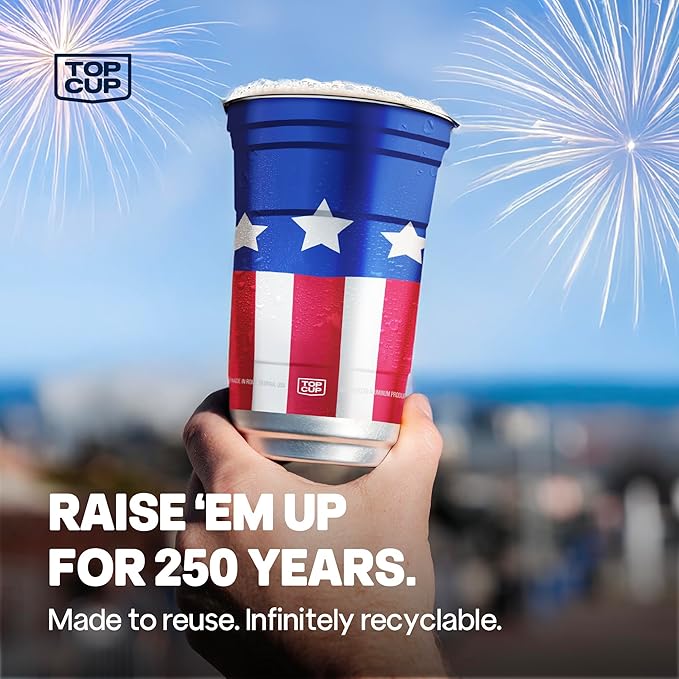 Top Cup America's 250th Birthday 20 oz Reusable Aluminum Party Cups 20 Count | - Image 6