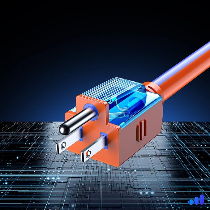 Maximm 10 Ft Blue and Orange Extension Cord, Heavy Duty 16 AWG, ETL Listed - Image 4