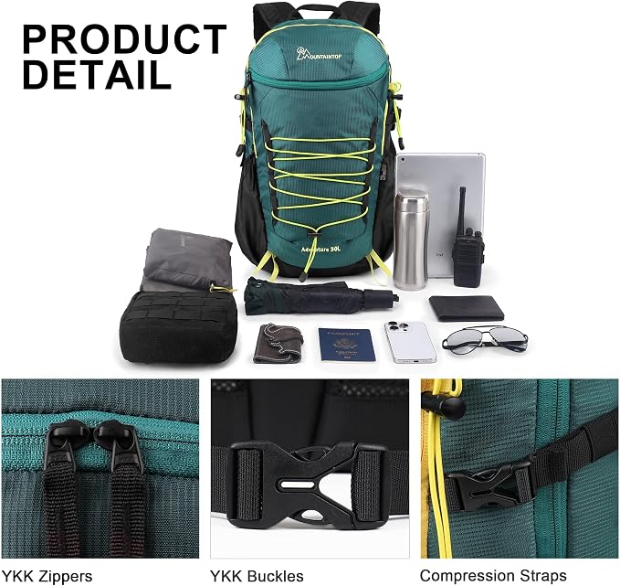 MOUNTAINTOP Hiking Backpack, 30L Camping Backpack, Men Women Hiking Daypack - Image 3