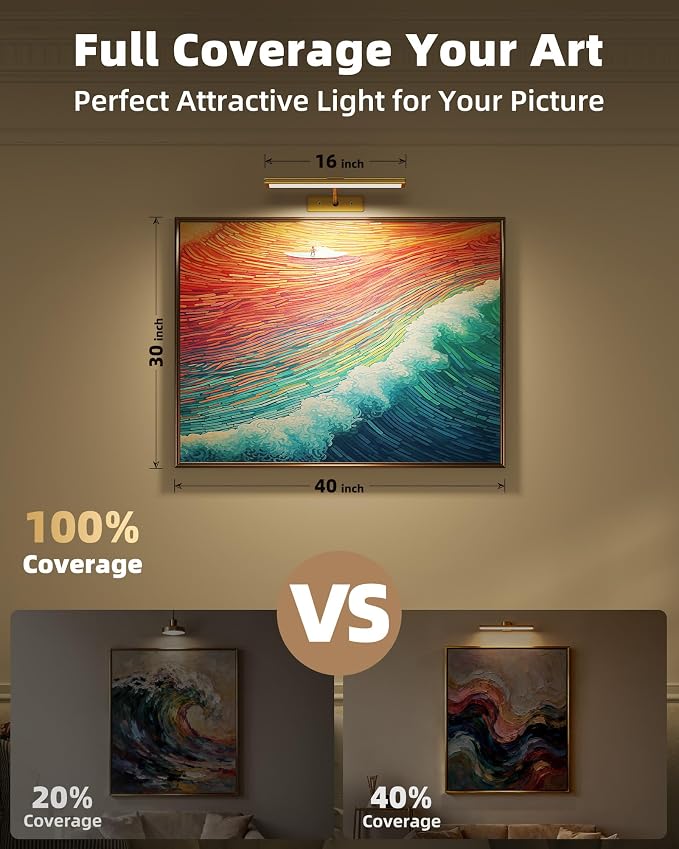 EZVALO Picture Light for Wall, 4800mAh Rechargeable Wireless Remote, Dimmable - Image 3