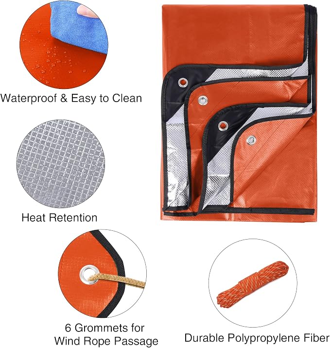 RedSwing 4 Pack Emergency Blankets, Waterproof Survival Thermal Tarp - Image 4