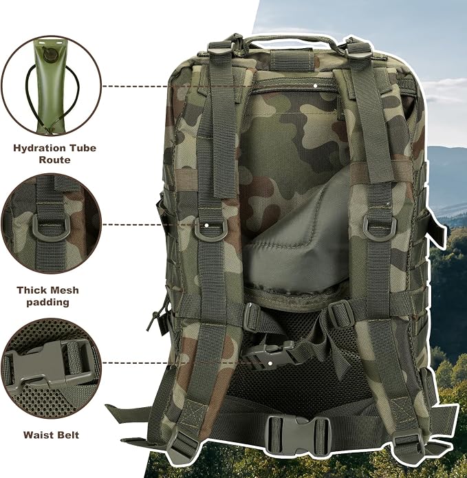 Hannibal Tactical MOLLE Assault Backpack, Tactical Backpack Military Army - Image 4