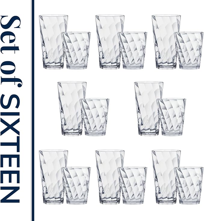 US Acrylic Optix Plastic Reusable Drinking Glasses 14oz Rocks & 20oz Water Cups - Image 8