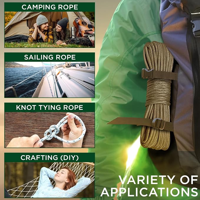 TECEUM Rope – 90 Feet x 3/8 Inch – Coyote Brown – Strong All-Purpose Utility - Image 5