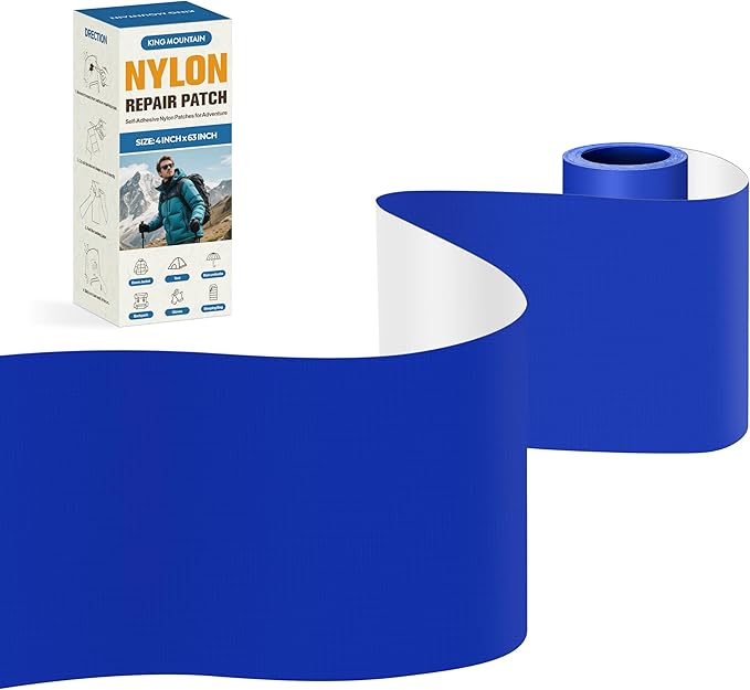KING MOUNTAIN Self Adhesive Nylon Fabric Repair Tape, 4×63 Inches, Quick Down by ForABetterHomeLife