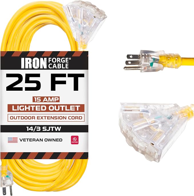 Iron Forge Cable 25ft Yellow Outdoor Extension Cord by IronForgeCable