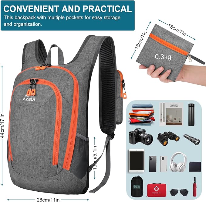 Esup 15L Small Hiking Backpack Foldable Lightweight Travel Day Pack Packable - Image 4