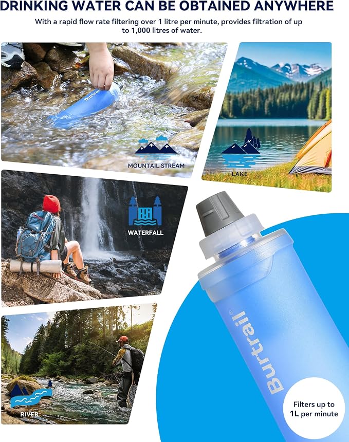 1.0L Collapsible Water Filter Bottle, BPA-Free Ultralight & Durable Squeeze - Image 3