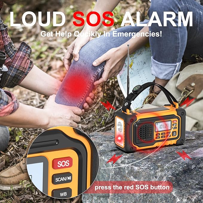 Emergency Weather Radio, AM/FM/SW/NOAA Hand Crank Radio - Image 5