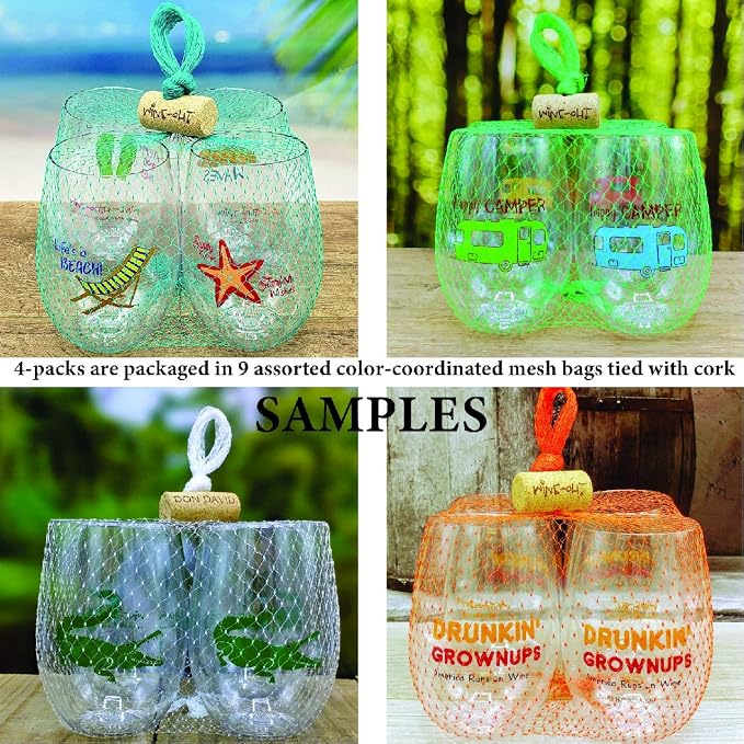 Set of 4 Shatterproof Designer 16 oz Plastic Wine Glasses MADE in the USA - Image 2