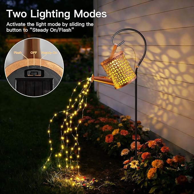 Ollny Solar Watering Can with Cascading Lights Outdoor Garden Decor, Birthday - Image 4