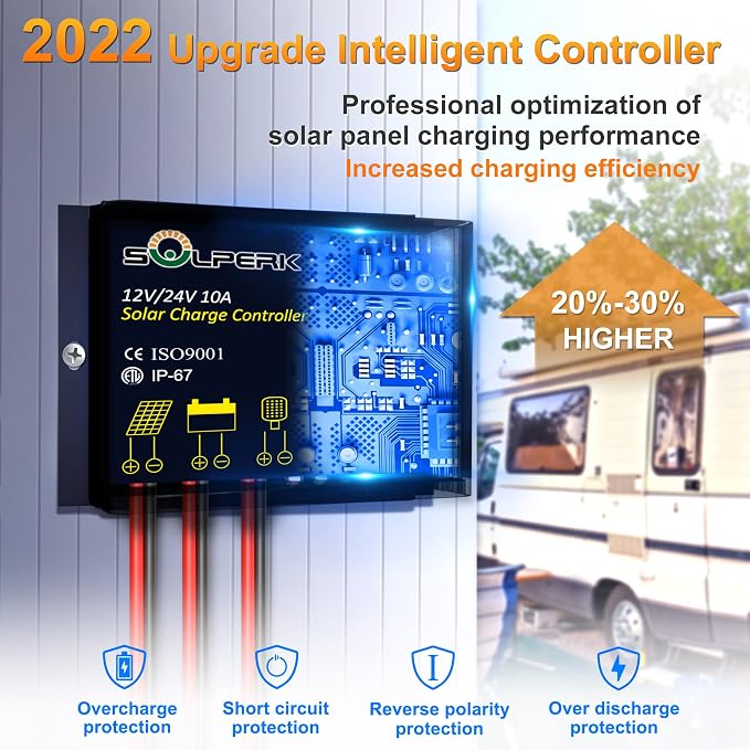 SOLPERK Solar Panel Kit 30W 12V, Waterproof Solar Battery Trickle Charger - Image 2