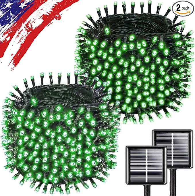 Upgrade Solar String Lights for Outside 2 Pack Total 180FT 500LED String Lights by KAQ