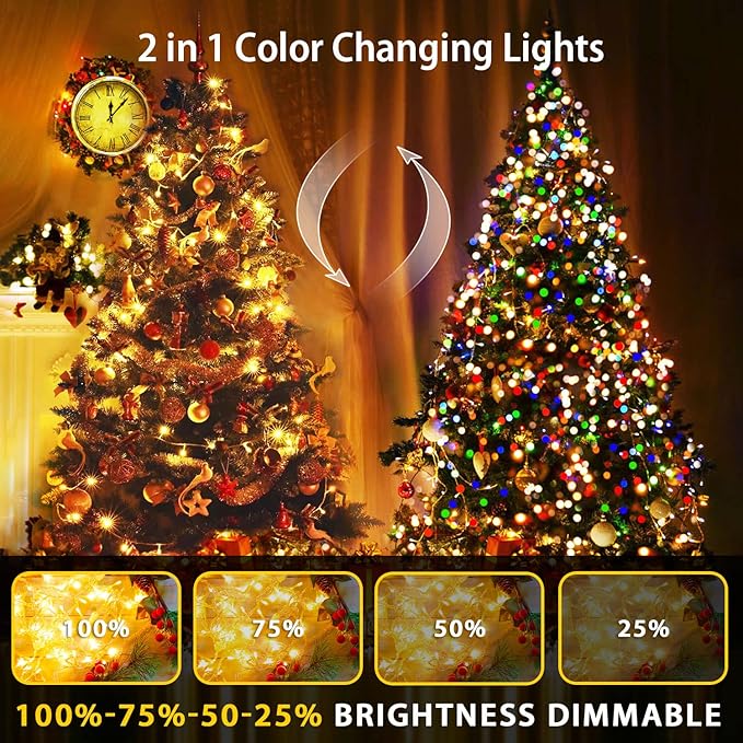 JMEXSUSS 200 LED Christmas String Lights Outdoor Waterproof, 66ft Color - Image 2