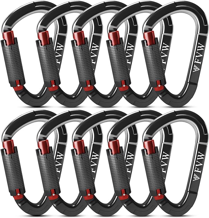 FVW Auto Locking Rock Climbing Carabiner Clips, Professional 25KN Heavy Duty by FVWELECTRICLUNCHBOX