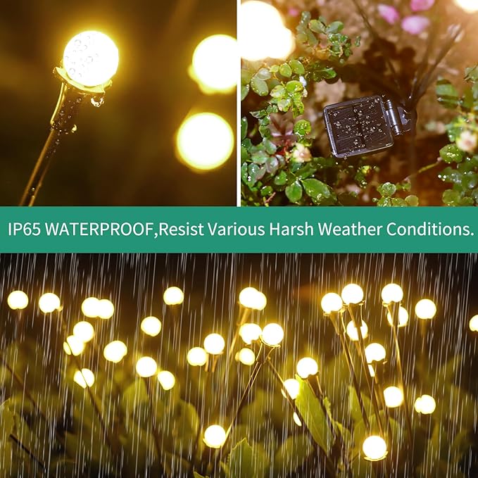 vignuto Solar Lights Outdoor Waterproof 4 Pack of 32 LEDs Garden Patio Firefly - Image 4