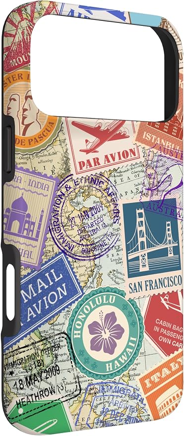 World Map Travel Passport Stamps Postage Stamp Case - Image 3