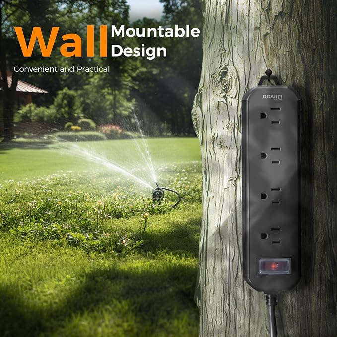 Outdoor Power Strip Weatherproof, 25 FT Extension Cord, Diivoo Waterproof Surge - Image 7