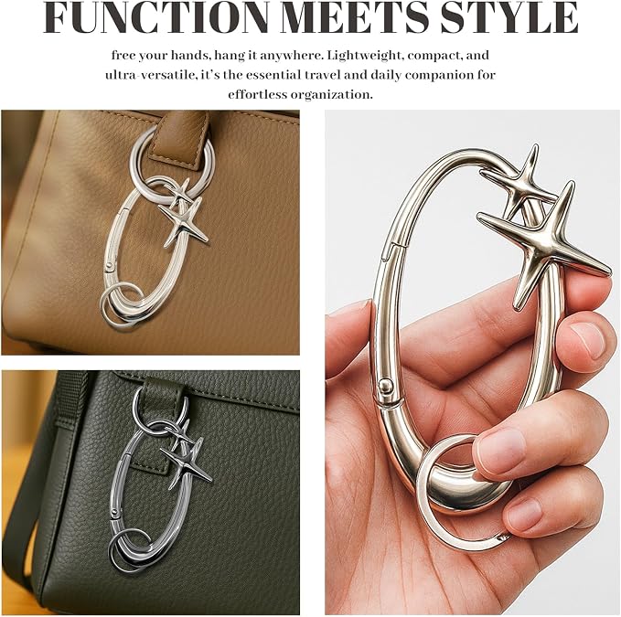 2pcs y2k Large Star Shape Carabiner Set, Cool Belt Loop Clip, Carabiner Keychain - Image 7