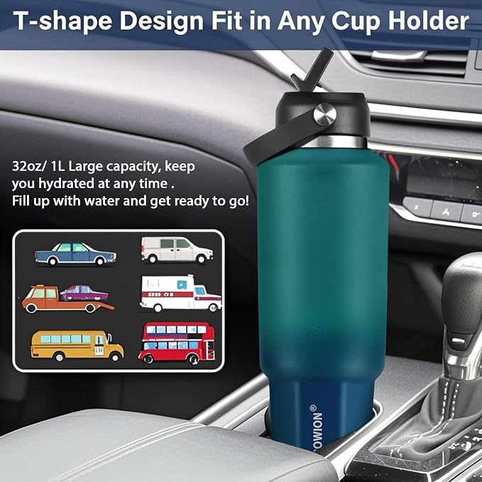 HYDROWION 40 oz Insulated Water Bottle, Car Water Bottle Holder - Image 2