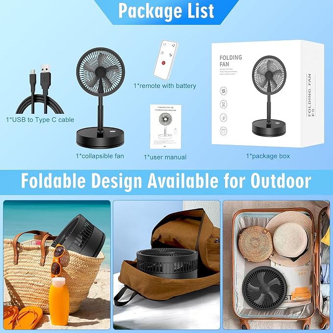 LIPETY Portable Foldable Rechargeable Oscillating Fan - Image 8