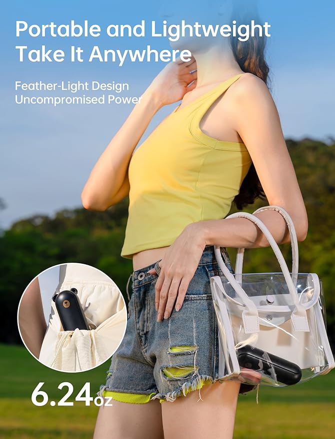 JISULIFE Handheld Fan with 4500 mAh Powerbank Max 37 Hours Runtime, Pocket - Image 6