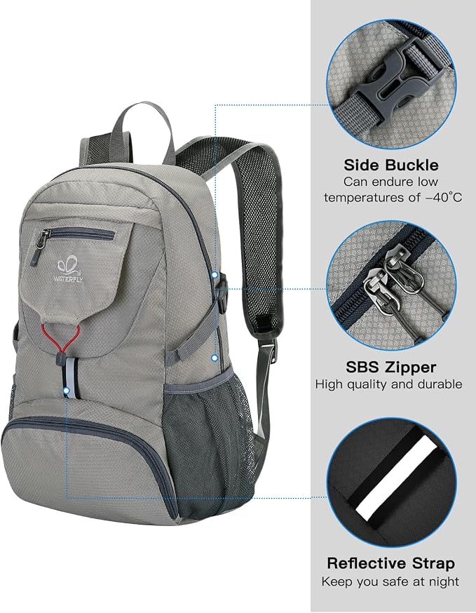 WATERFLY Small Lightweight Packable Backpack: 20l Ultra Light Foldable Travel - Image 4