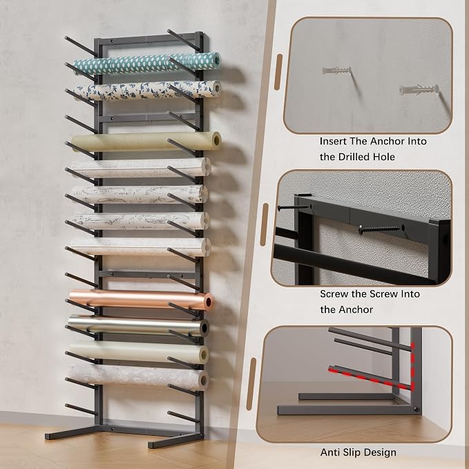 GIOTORENT Wall Mount Blueprint Storage Rack, 15-Tier Heavy Duty Blueprint Holder - Image 4
