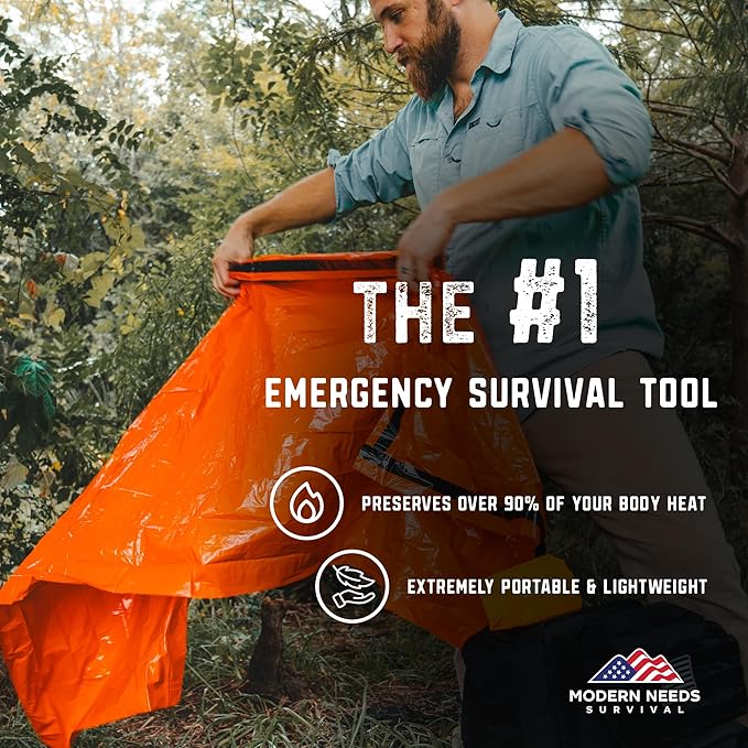 MODERN NEEDS Emergency Sleeping Bag Survival – Thermal Blanket & Bivy Sack | - Image 7