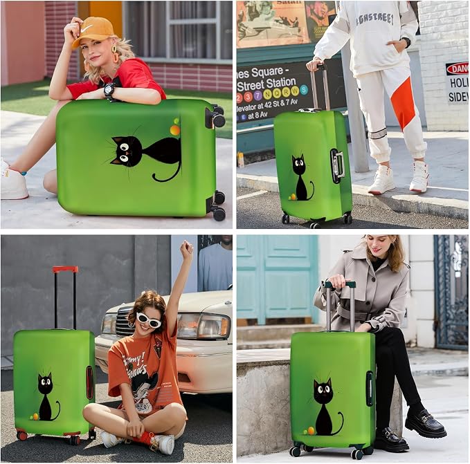 ANNA QUEEN Cute Black Cat Luggage Cover, Minimal Cartoon Suitcase Cover - Image 6
