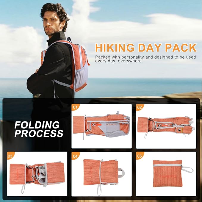 FIORETTO 10L Lightweight Packable Hiking Backpack Small Foldable Daypack - Image 9