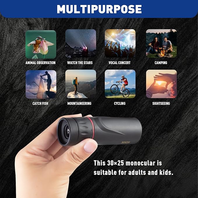 HDAJY Mini Monocular Telescope, Upgrade 30 x 25 HD Monoculars - Image 5