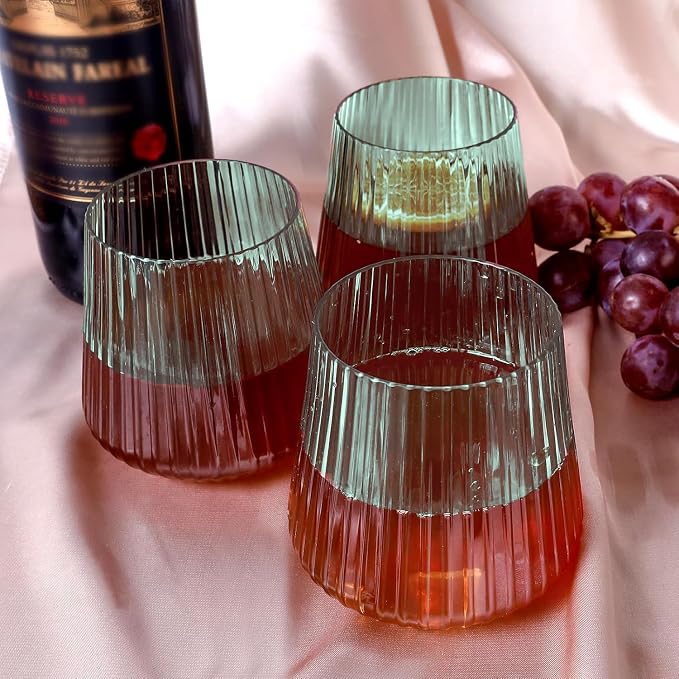 Lueumxc 40 Pack Plastic Ribbed Wine Glasses, 14Oz Origami Disposable Wine - Image 6