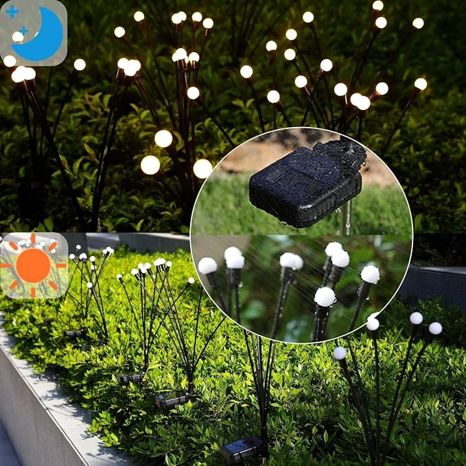 ZFNN Solar Garden Lights Outdoor, 8 Pack Solar Firefly Lights, Starburst - Image 3