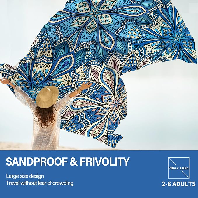 Famstar Beach Blanket Oversized Extra Large78 X 110", Waterproof Sandproof - Image 4