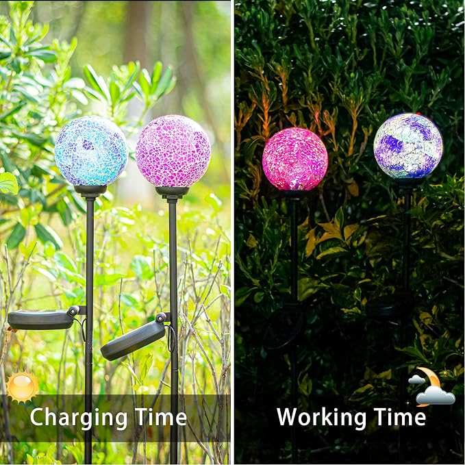 VCUTEKA Solar Garden Decorative Lights Outdoor, Mosaic Solar Light Waterproof - Image 2