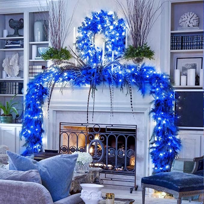 JMEXSUSS 33ft 100 LED Blue Christmas Tree Lights, Battery Operated Christmas - Image 4