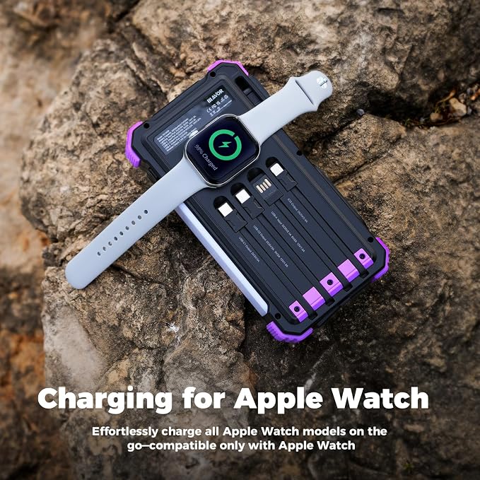 BLAVOR Solar Power Bank 20000mAh Built-in Cables, Wireless Charger - Image 4