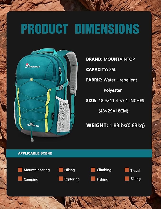 MOUNTAINTOP 25L Hiking Backpack, Lightweight Travel Backpack - Image 3